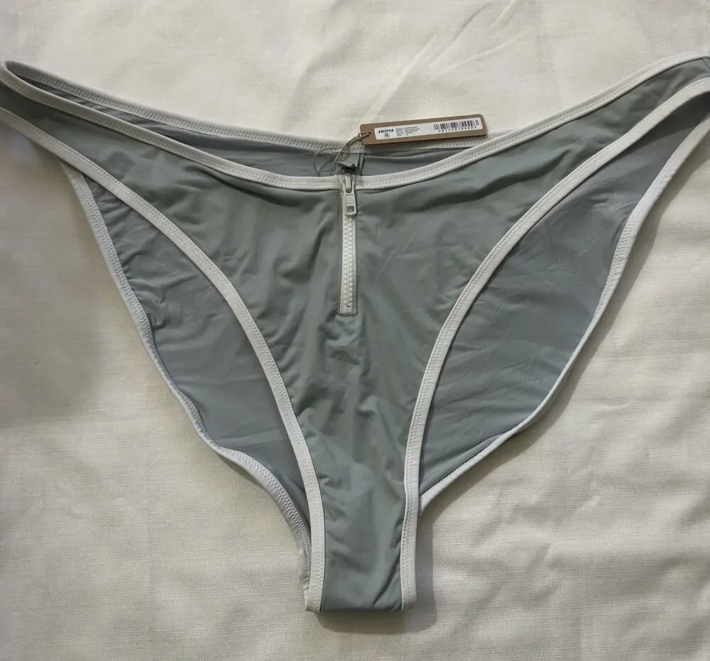 Skims NWT Sporty Zippper Swim Dipped Tanga Bottom Pacific Size 4X